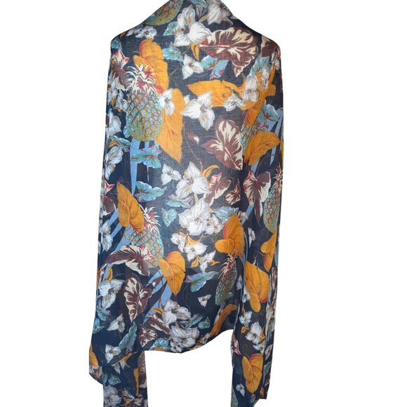 2/$30 Bohemian Geometric Tassel Scarf Navy Orange Blue Cotton And Linen - Picture 11 of 15